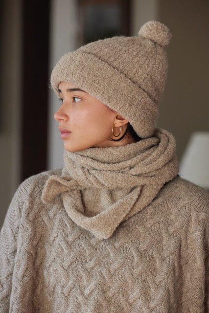 Teddy Boucle Beanie with Pom Beanies CHRISTINE ALCALAY