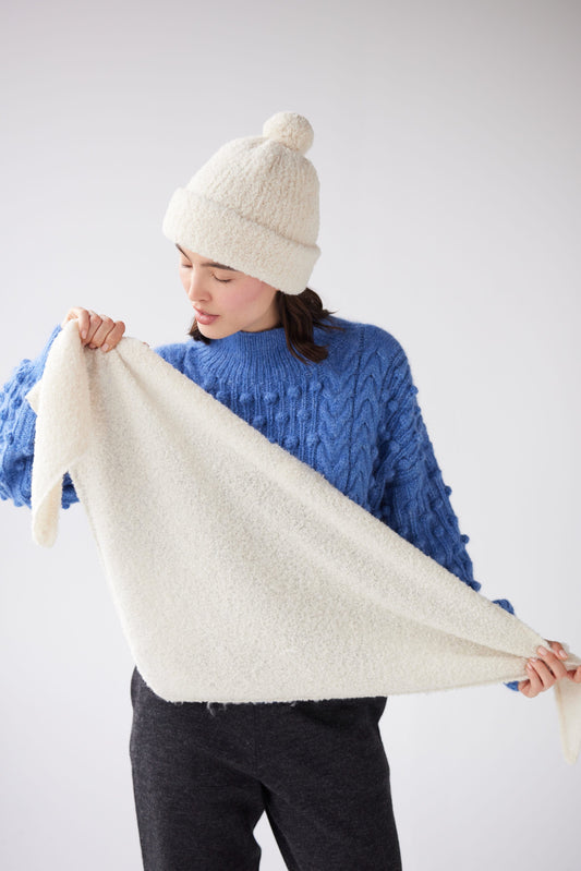 Triangle Boucle Alpaca Wool Scarf - Marshmallow Accessories CHRISTINE ALCALAY