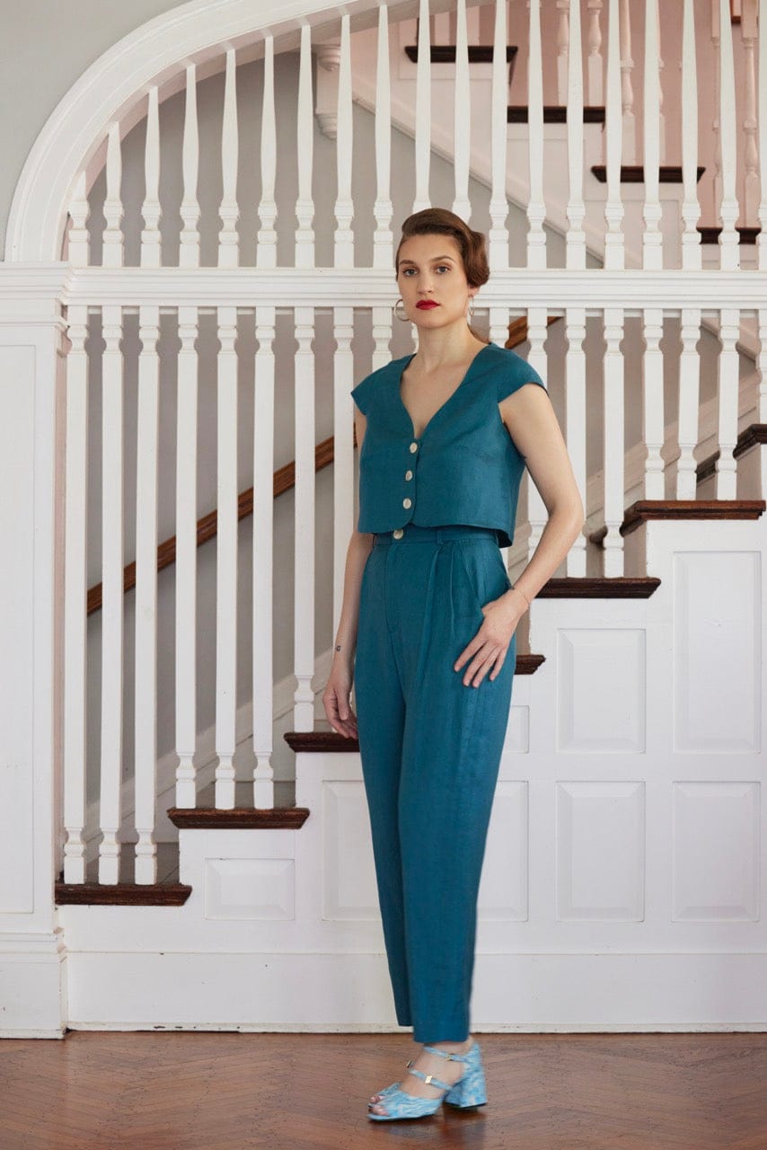 Amare Top in Linen Blend Tops CHRISTINE ALCALAY