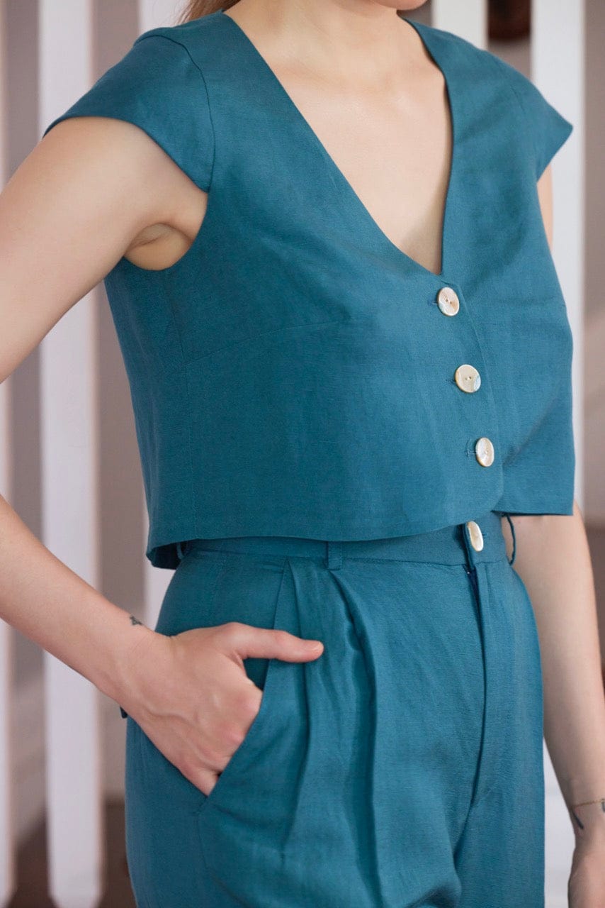 Amare Top in Linen Blend Tops CHRISTINE ALCALAY