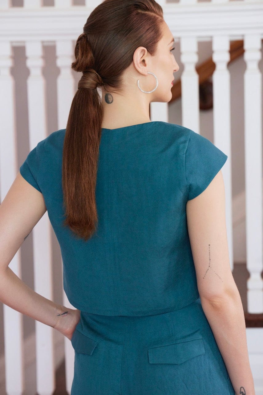 Amare Top in Linen Blend Tops CHRISTINE ALCALAY