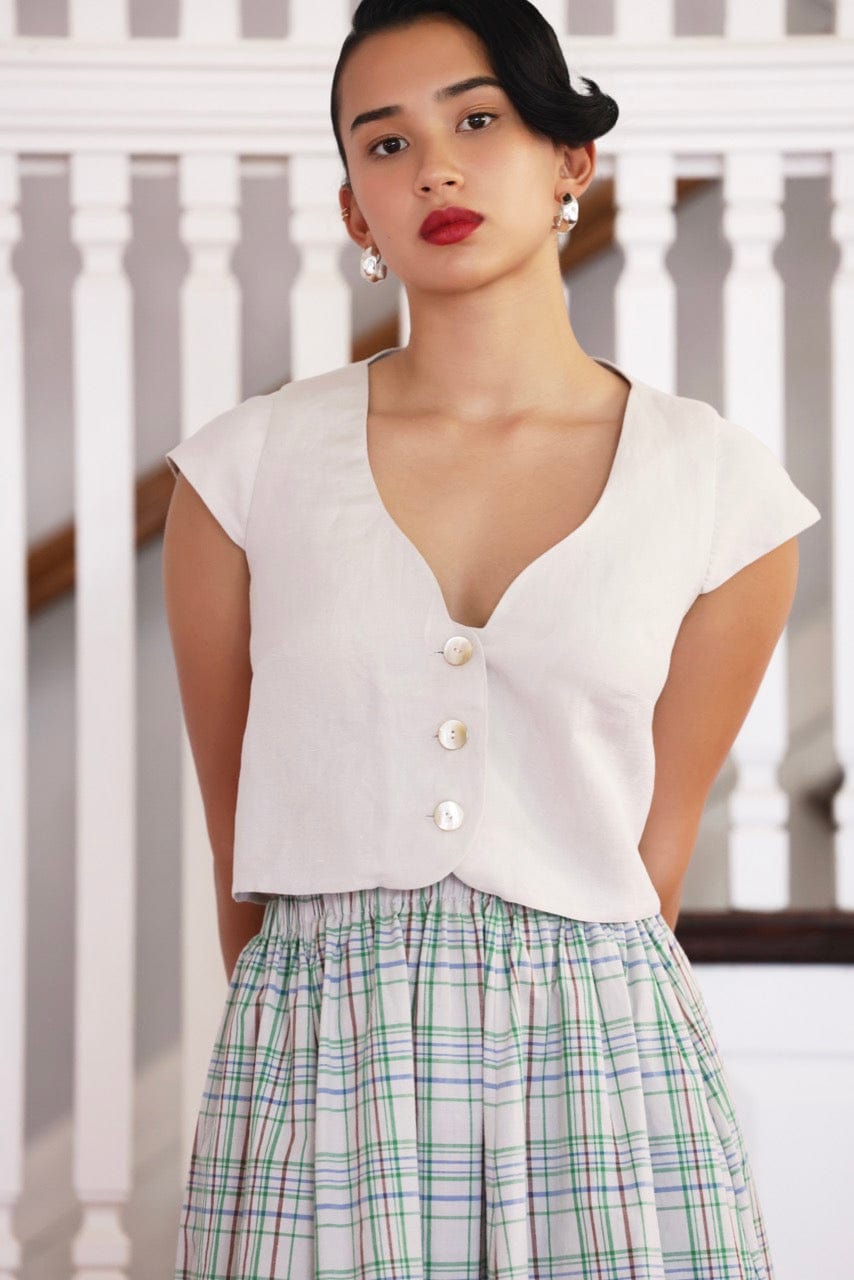 Amare Top in Linen Blend Tops CHRISTINE ALCALAY