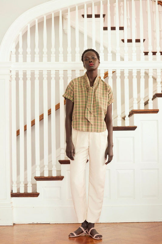 Betty Blouse in Cotton Plaid Tops CHRISTINE ALCALAY