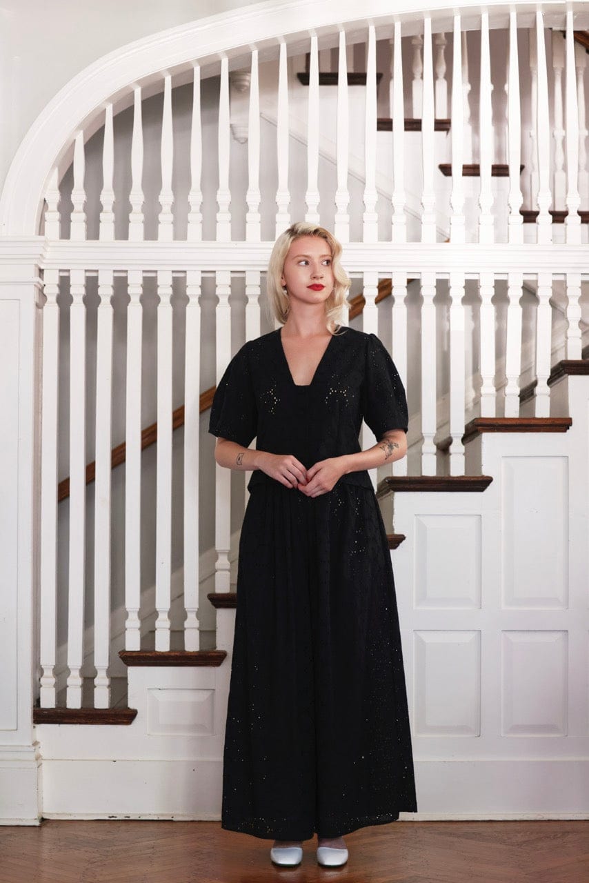 Nora Blouse in Eyelet Tops CHRISTINE ALCALAY All Black Extra Small