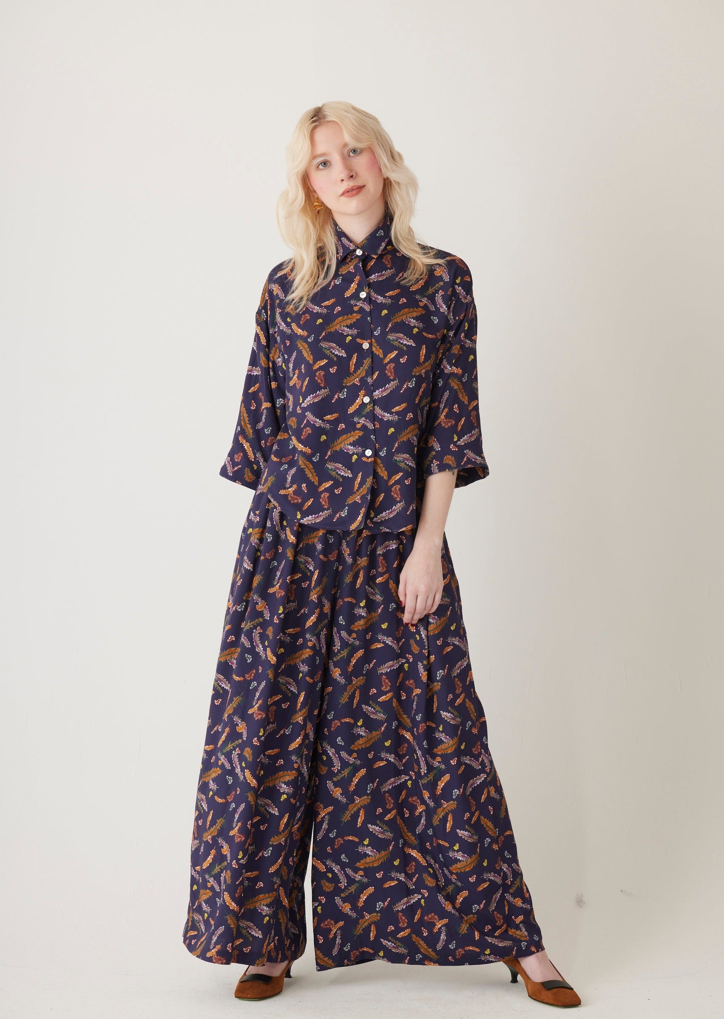 Sara Blouse in Feather Print Tops CHRISTINE ALCALAY Feather Print XS/S