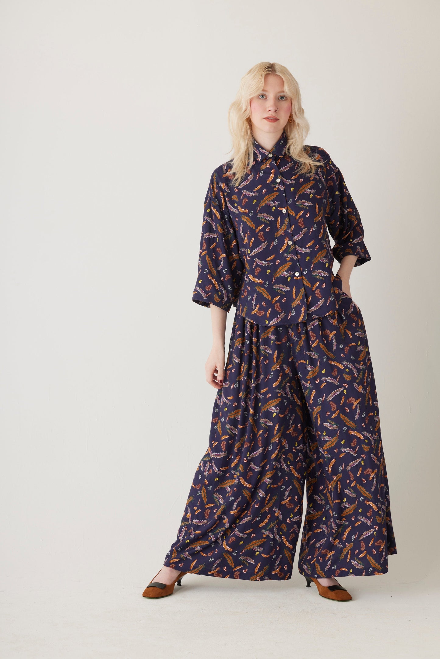 Sara Blouse in Feather Print Tops CHRISTINE ALCALAY