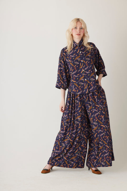 Sara Blouse in Feather Print Tops CHRISTINE ALCALAY