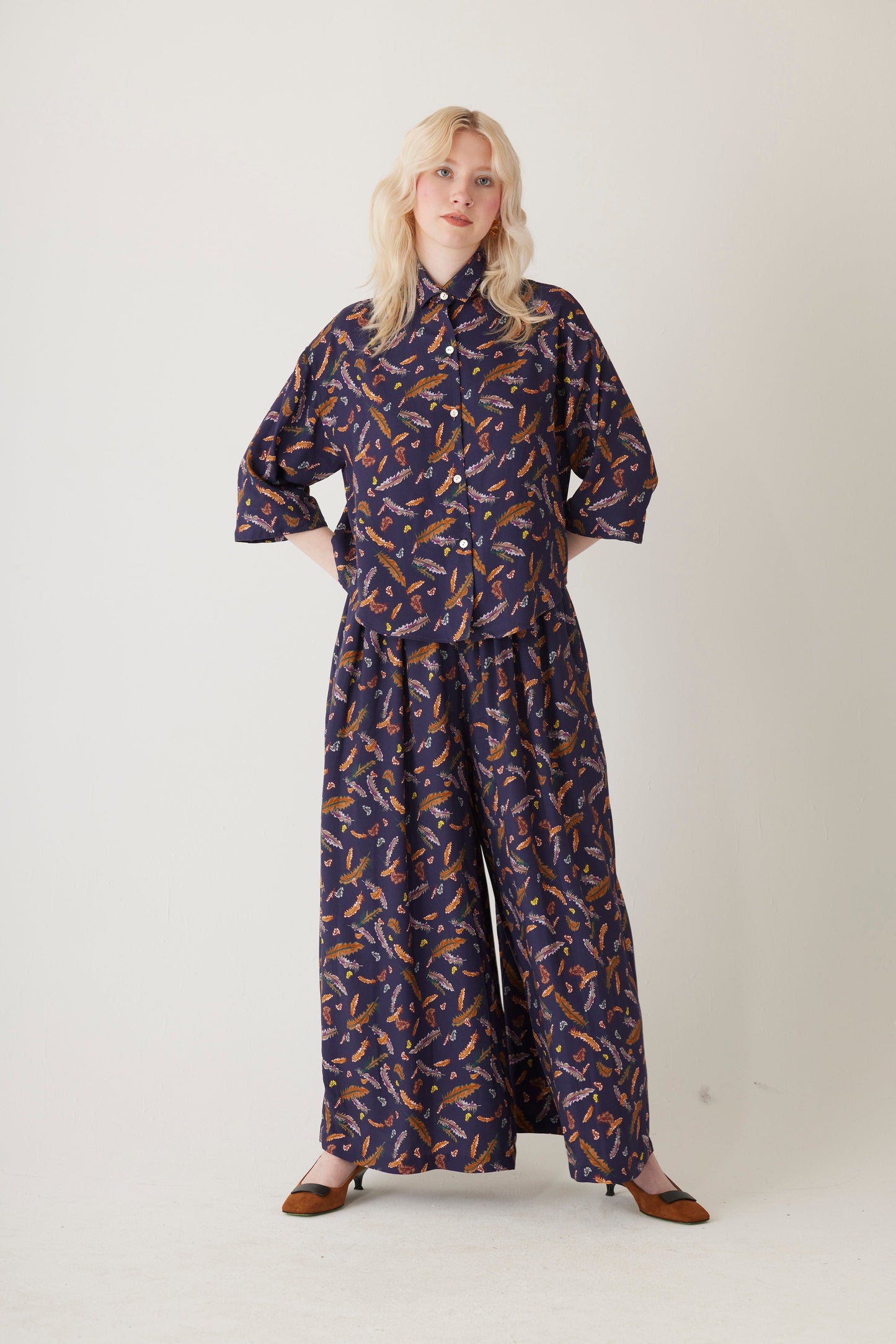 Sara Blouse in Feather Print Tops CHRISTINE ALCALAY