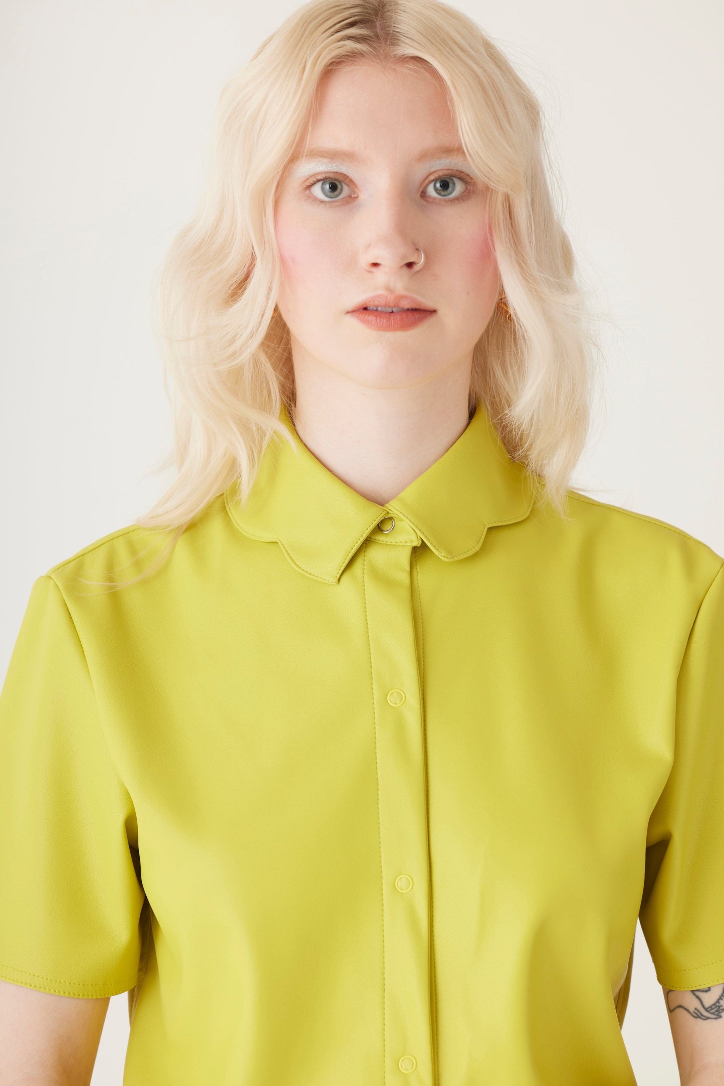 Volante Blouse in Pleatherette Tops CHRISTINE ALCALAY