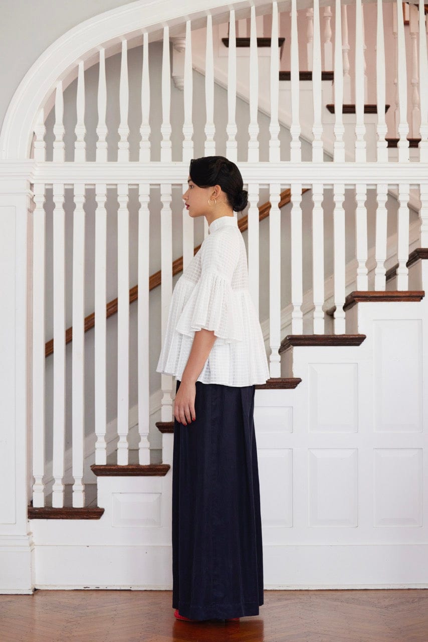 Michelle Blouse in Sheer Cotton Windowpane Tops CHRISTINE ALCALAY