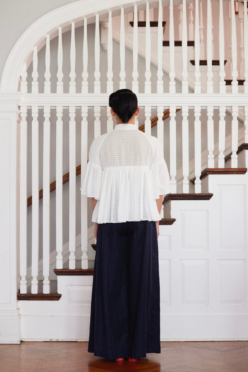 Michelle Blouse in Sheer Cotton Windowpane Tops CHRISTINE ALCALAY