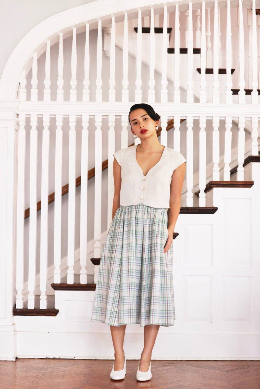 Amare Top in Linen Blend Tops CHRISTINE ALCALAY Oyster Extra Small