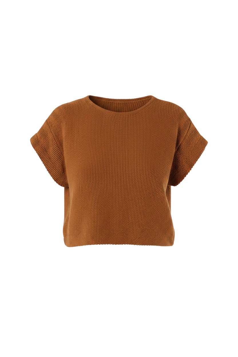Kerry Tee in Brown Sugar Pima Cotton Tops CHRISTINE ALCALAY - 5