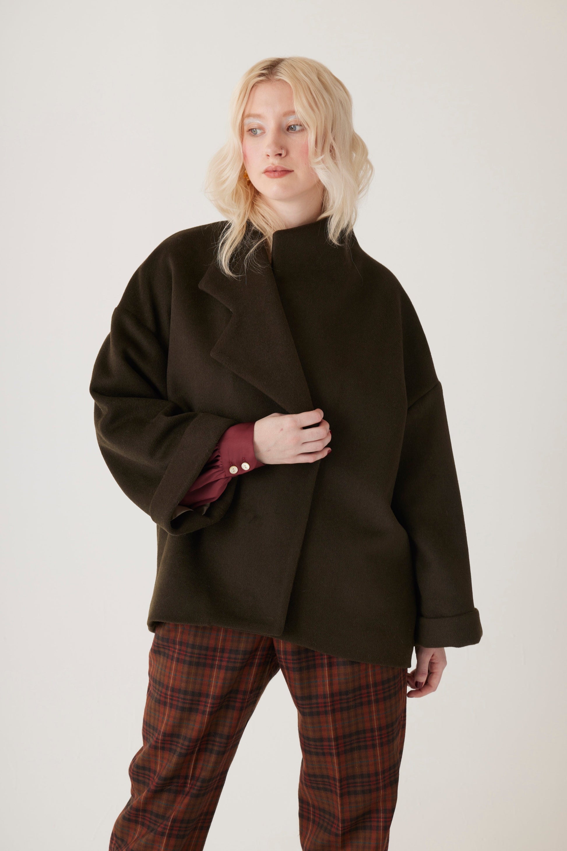 Carrie Coat in Wool Blend Coats CHRISTINE ALCALAY Moss XS/S