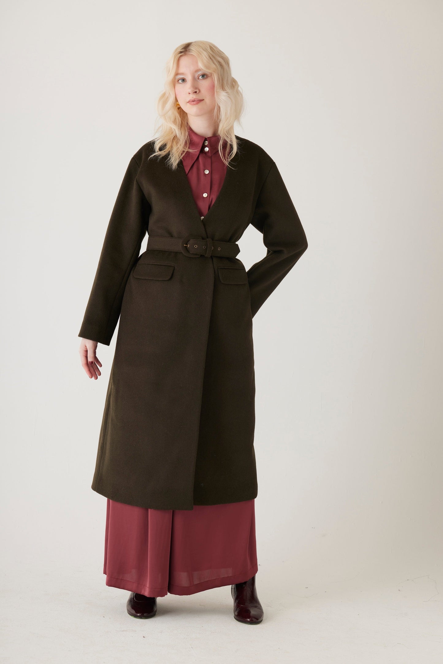 Nima Coat in Wool Blend Coats CHRISTINE ALCALAY Moss Extra Small