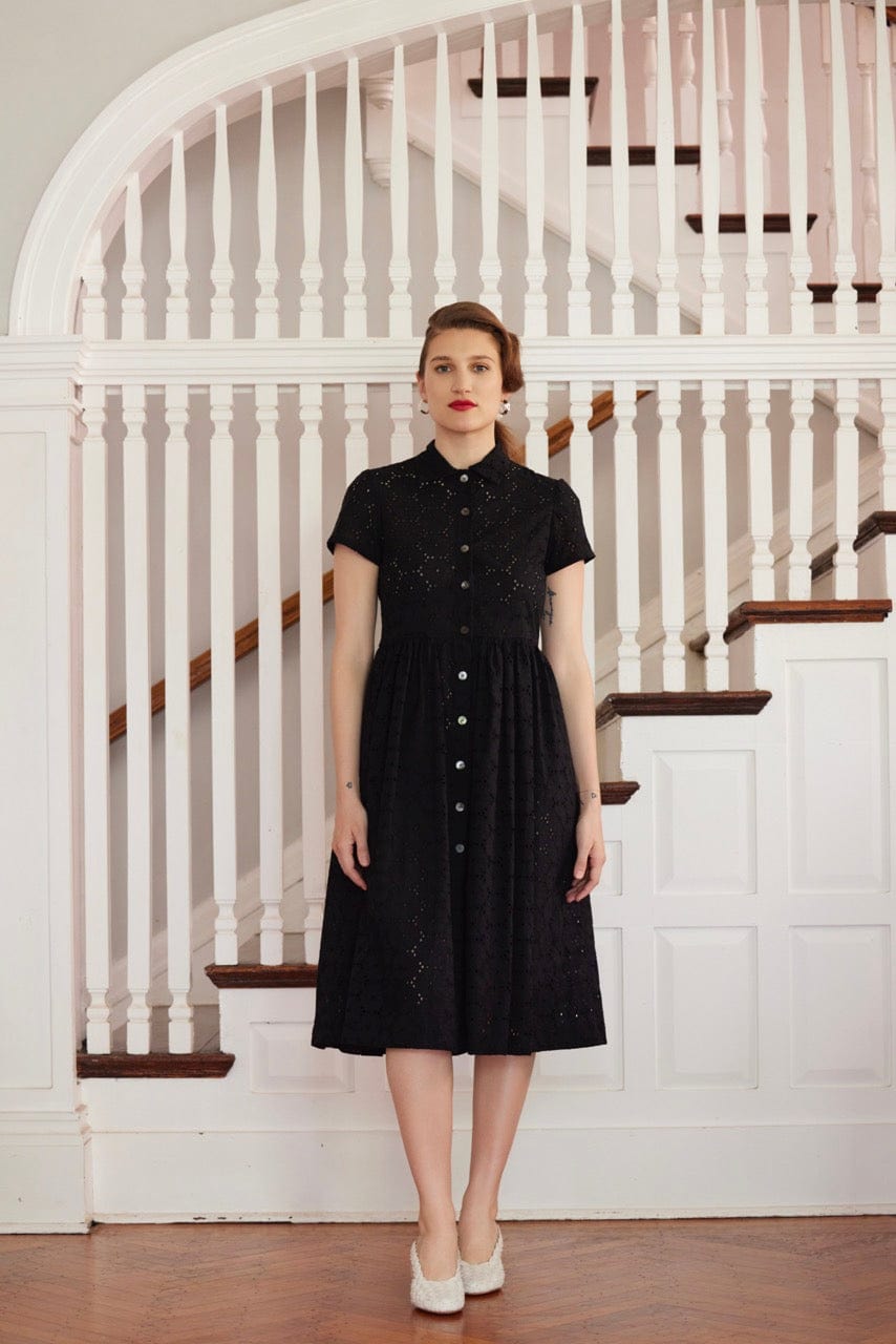 Hope Dress in Eyelet Dresses CHRISTINE ALCALAY All Black Extra Small