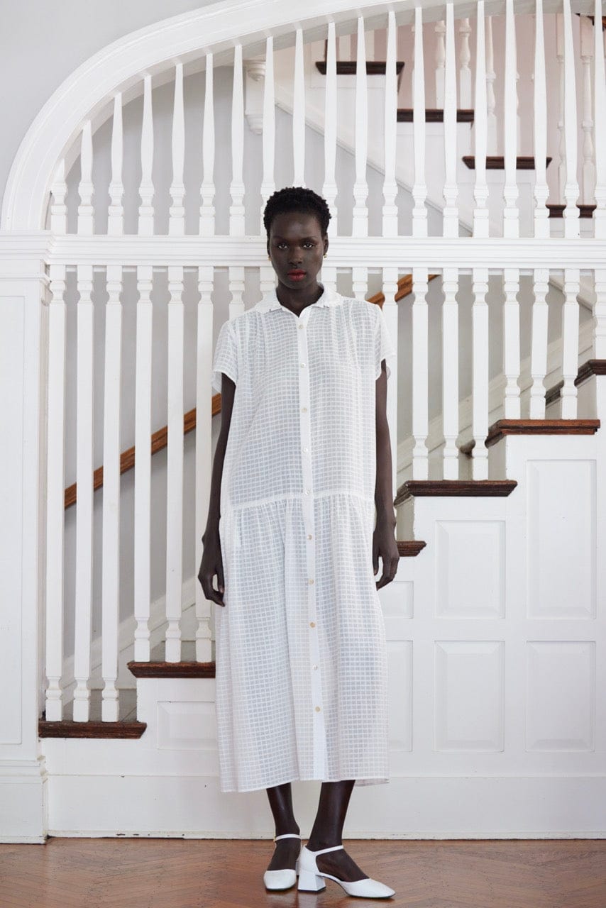 Jacqueline Dress in Cotton Windowpane Dresses CHRISTINE ALCALAY