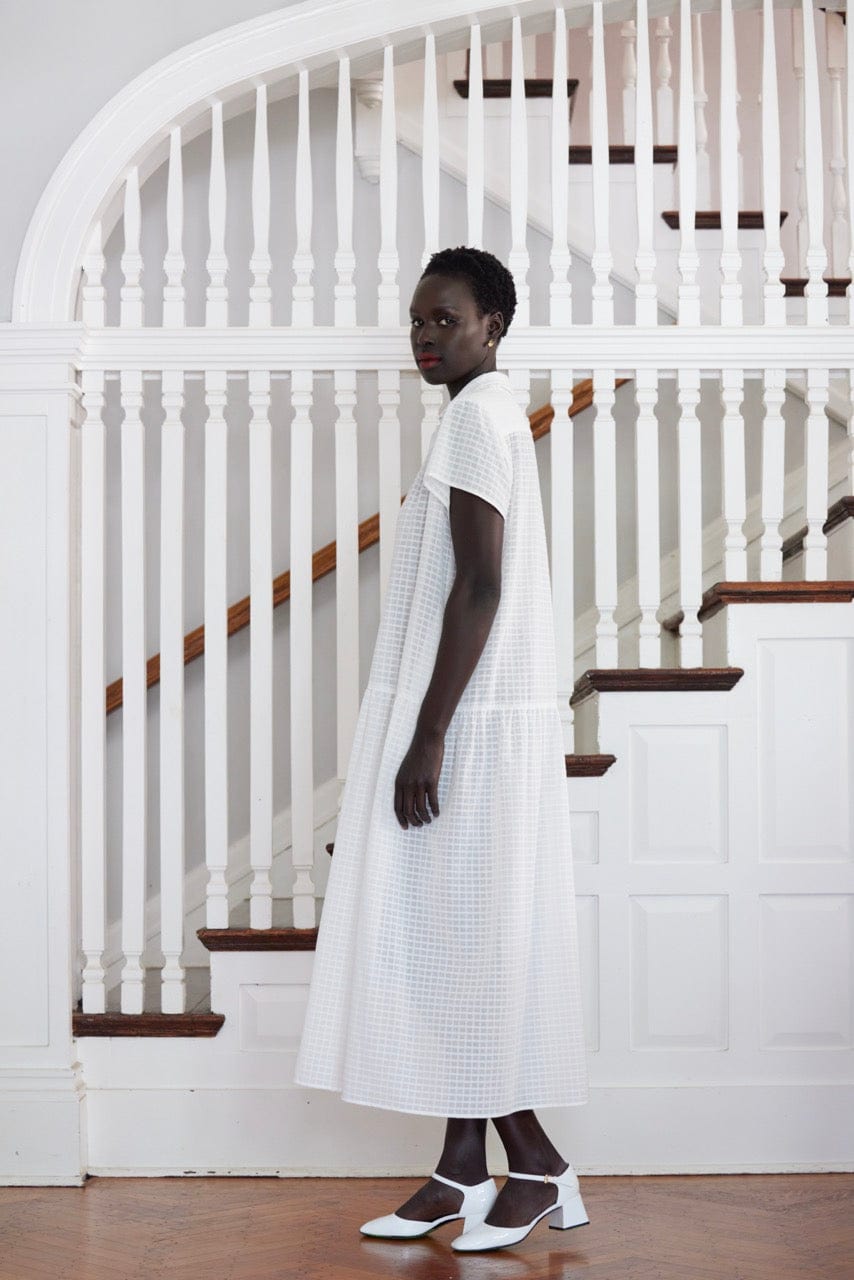 Jacqueline Dress in Cotton Windowpane Dresses CHRISTINE ALCALAY