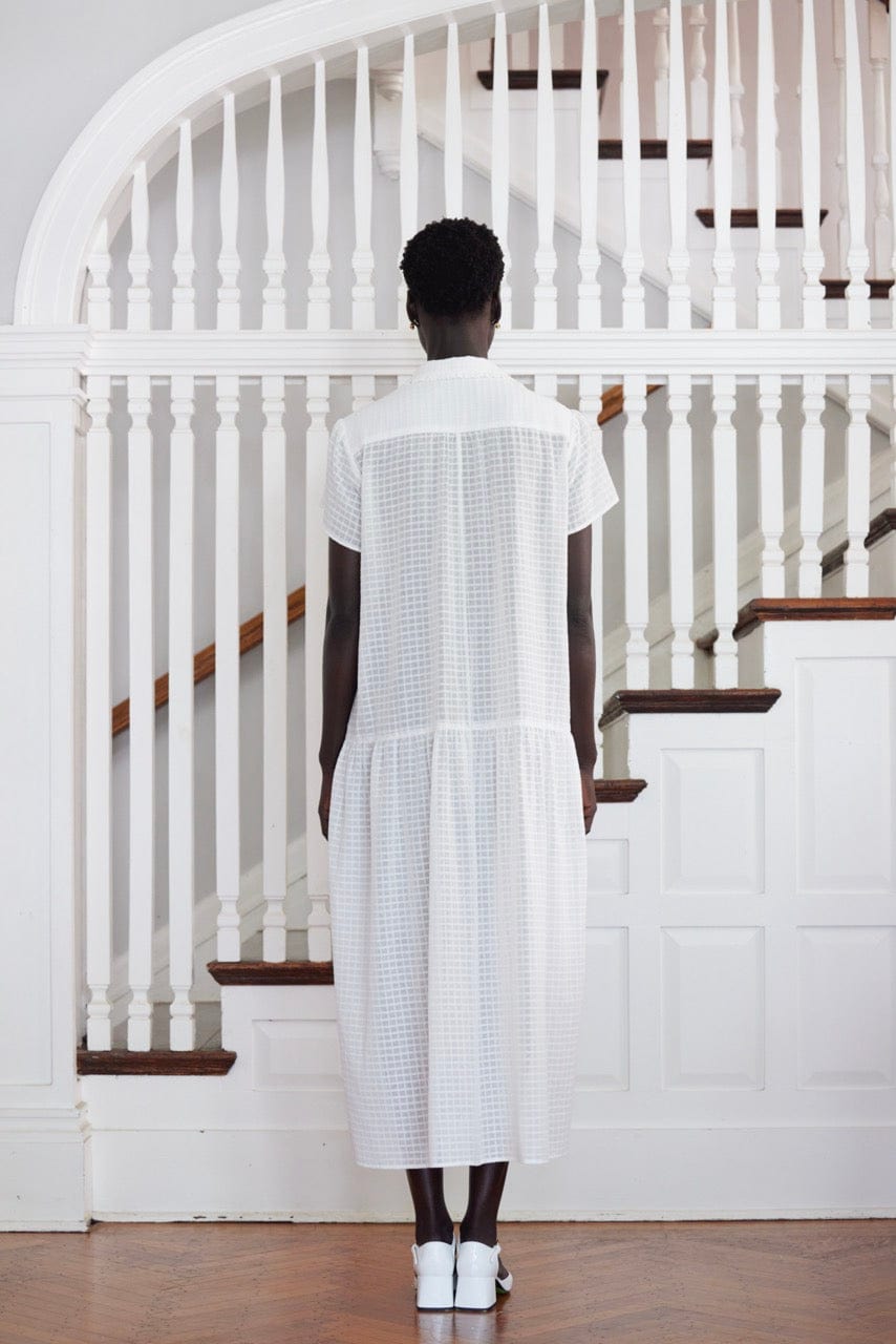 Jacqueline Dress in Cotton Windowpane Dresses CHRISTINE ALCALAY