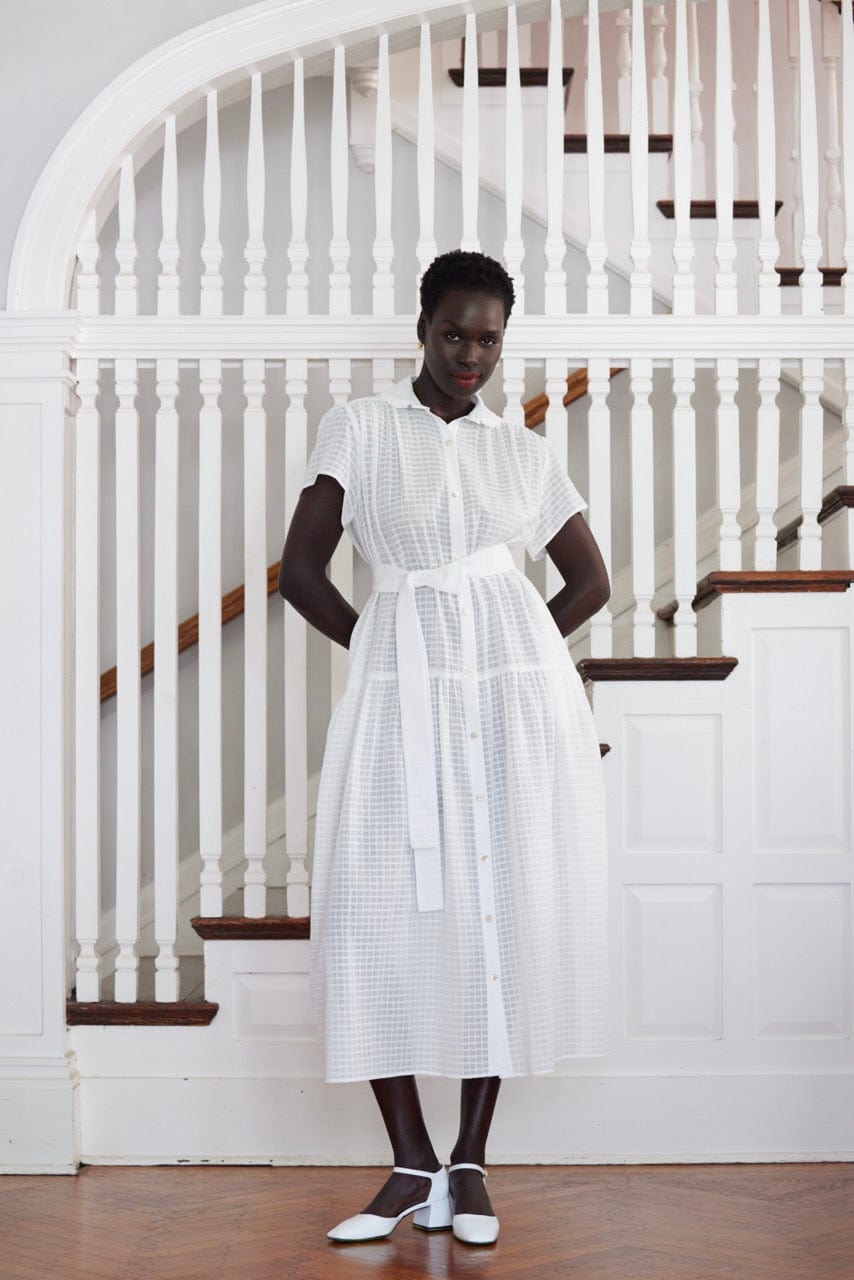 Jacqueline Dress in Cotton Windowpane Dresses CHRISTINE ALCALAY