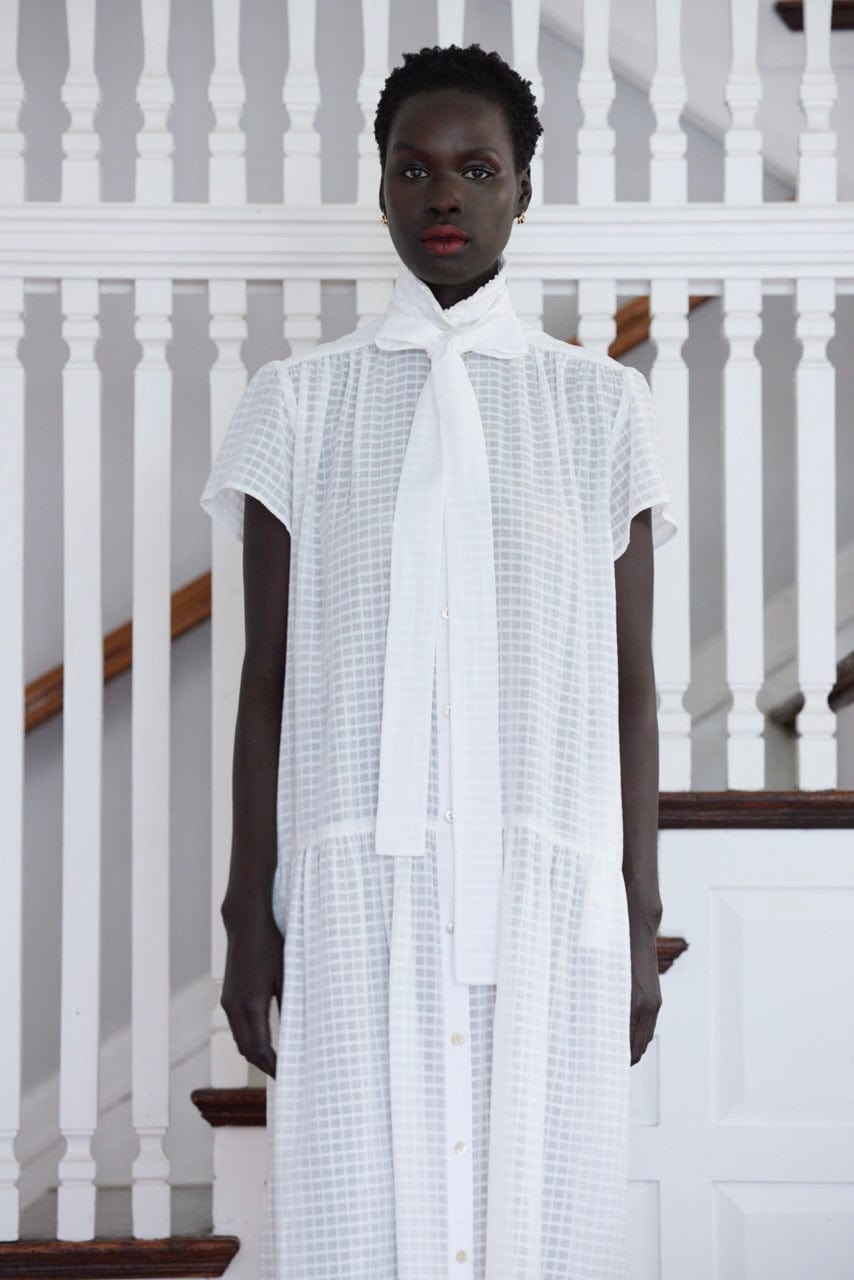 Jacqueline Dress in Cotton Windowpane Dresses CHRISTINE ALCALAY