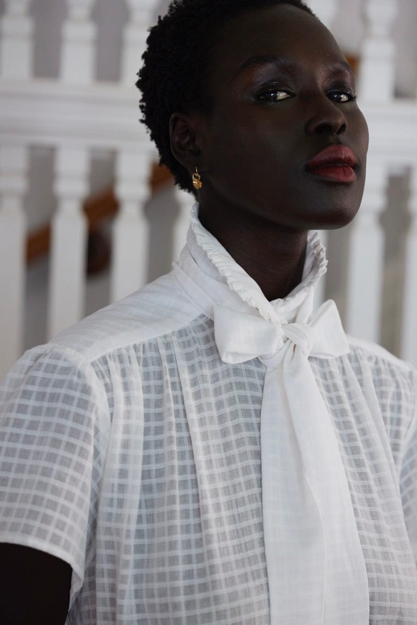 SAMPLE SS25 - Jacqueline Dress in Cotton Windowpane Samples CHRISTINE ALCALAY