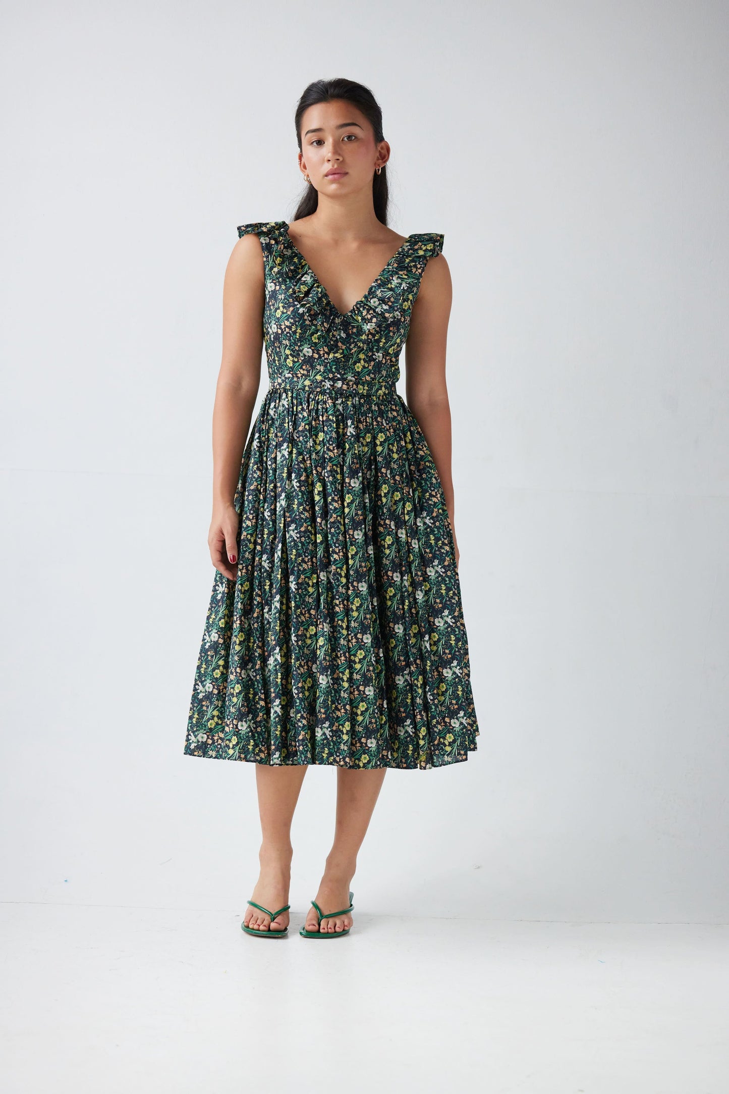 Viola Dress in Floral Voile Dresses CHRISTINE ALCALAY Black Floral 0/26” waist