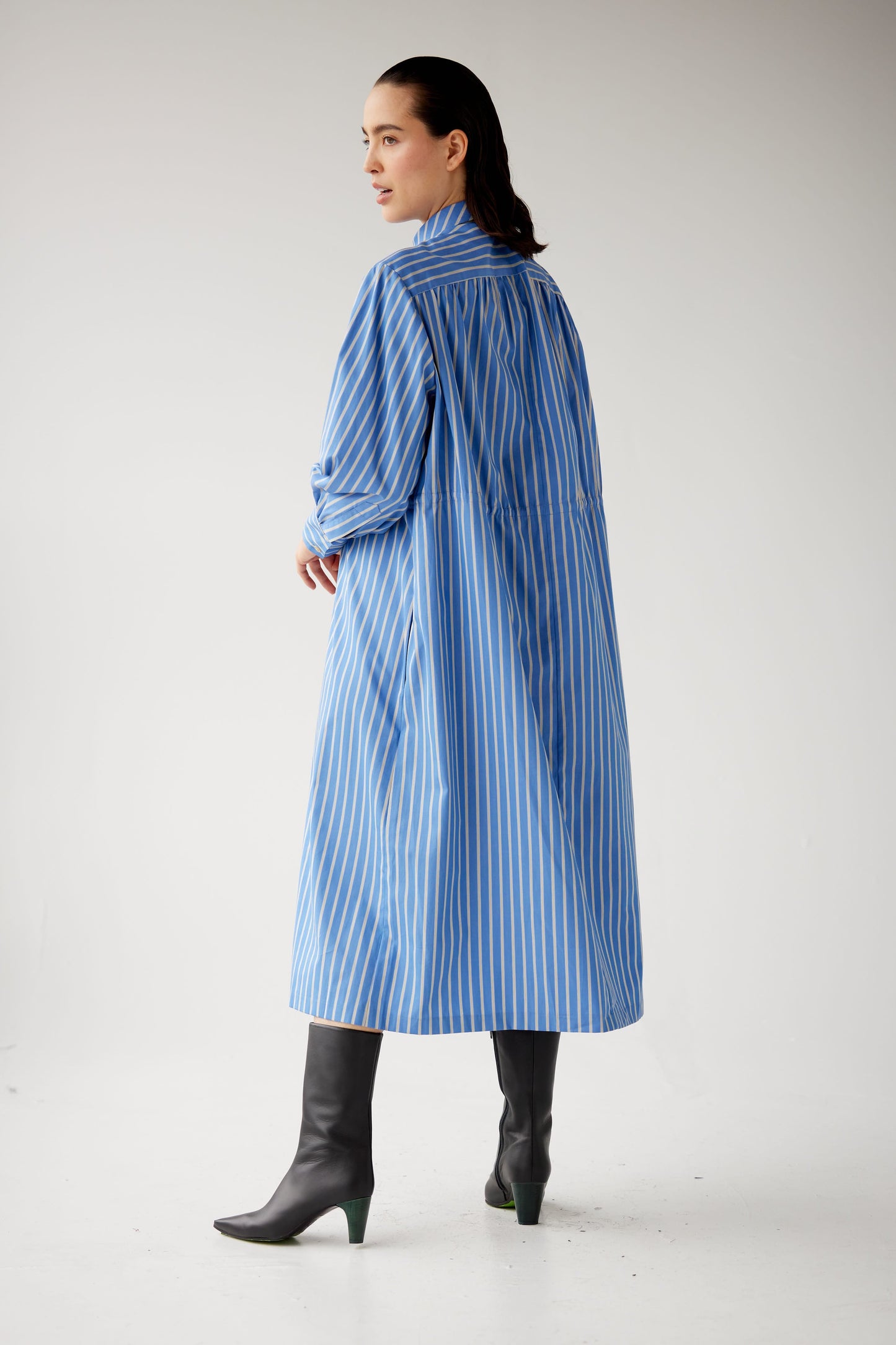 Georgia Dress in Sky Striped Cotton Dresses CHRISTINE ALCALAY