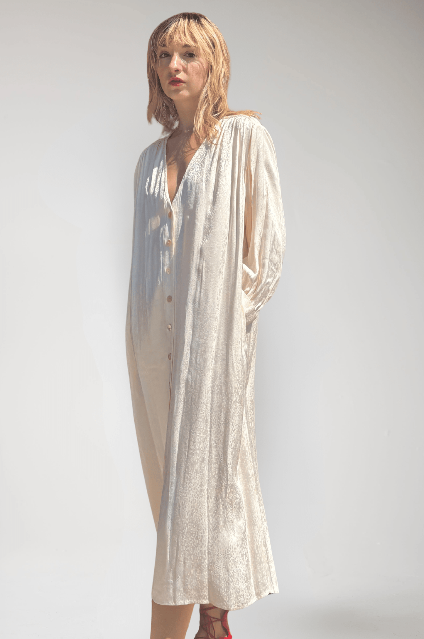 Farrah Dress in Leopard Jacquard Dresses CHRISTINE ALCALAY Cream XS/S