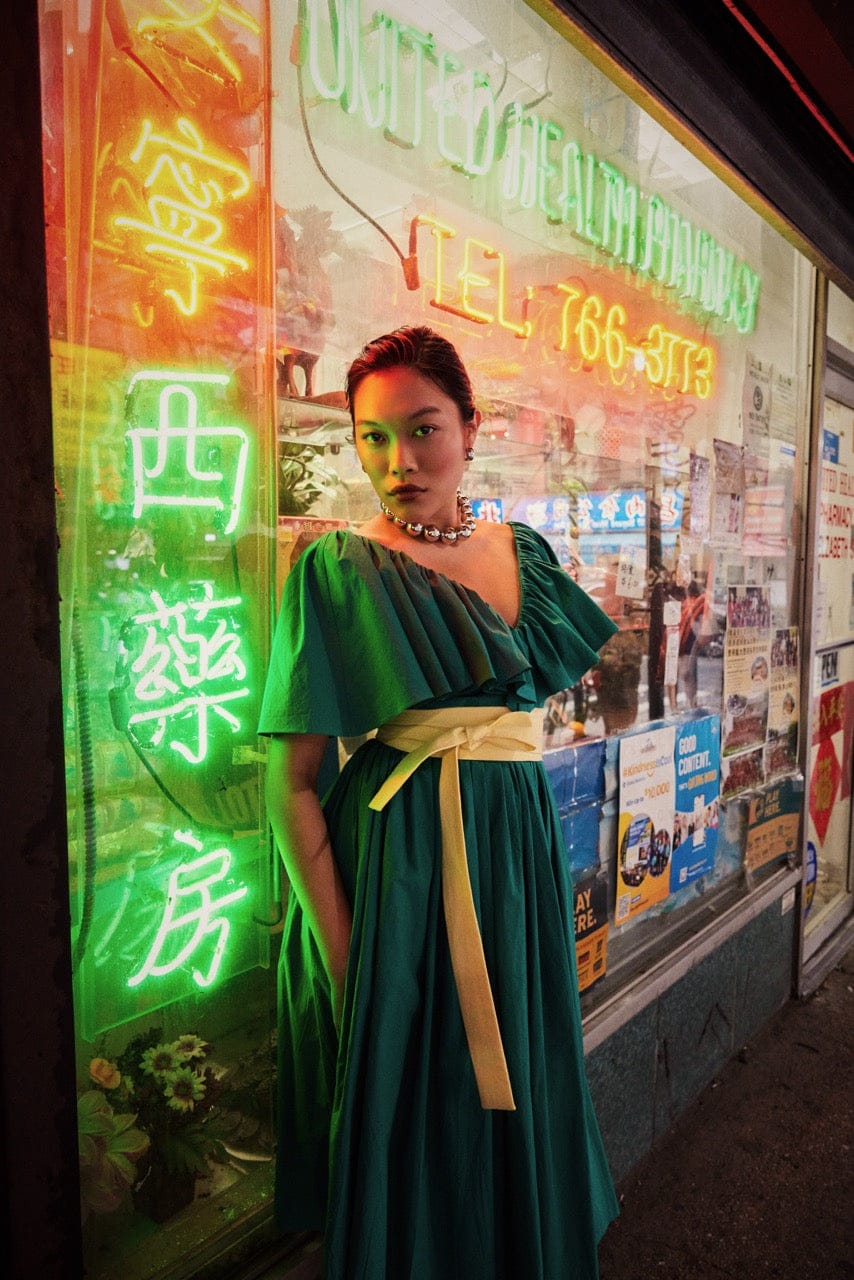 Hong Nhung Dress in Malachite Green Cotton Dresses CHRISTINE ALCALAY - 4