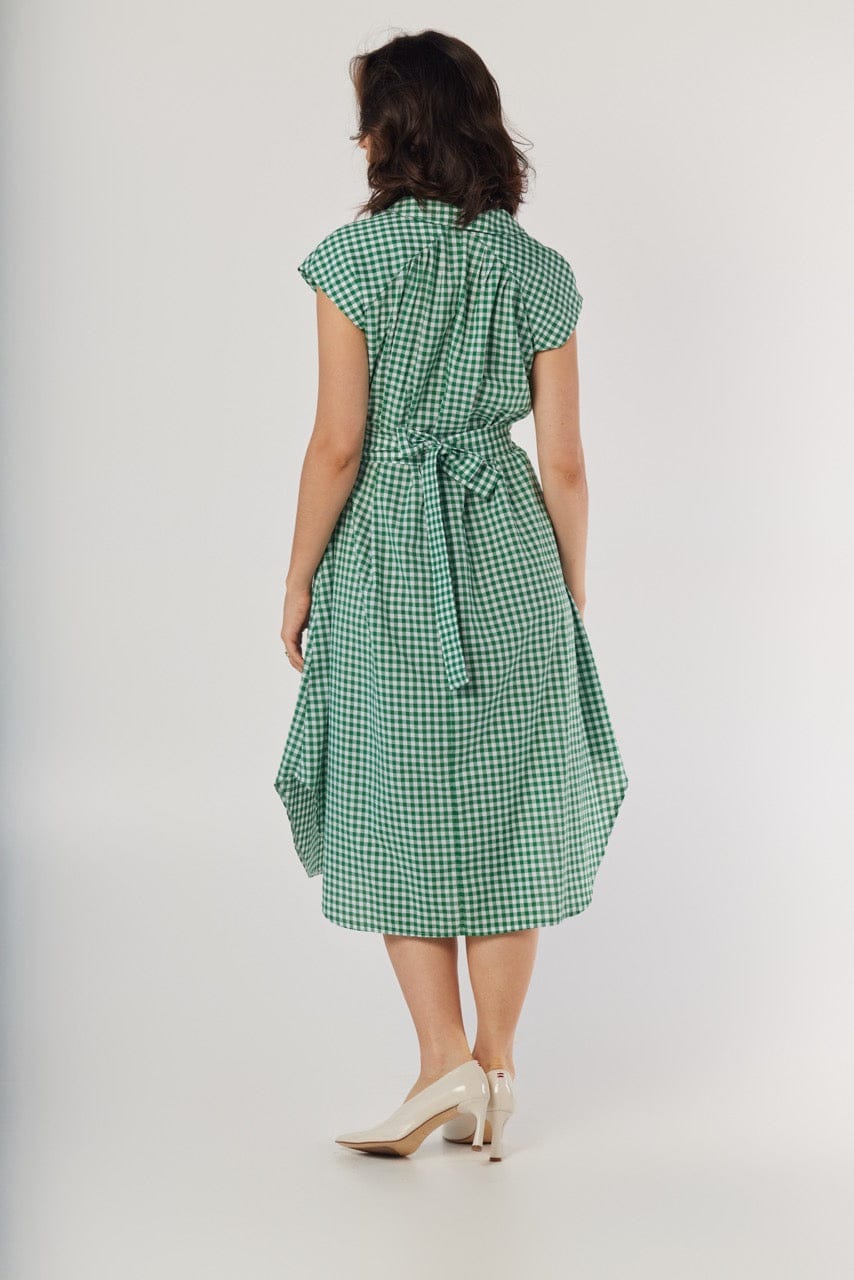 Jeane Dress in Malachite Green Gingham Cotton Dresses CHRISTINE ALCALAY - 5