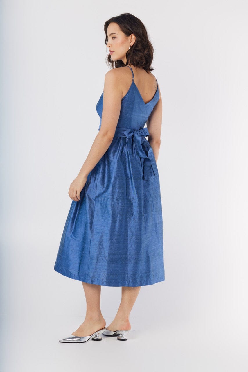 Mari Reversible Wrap Dress in Silk Dupioni Dresses CHRISTINE ALCALAY