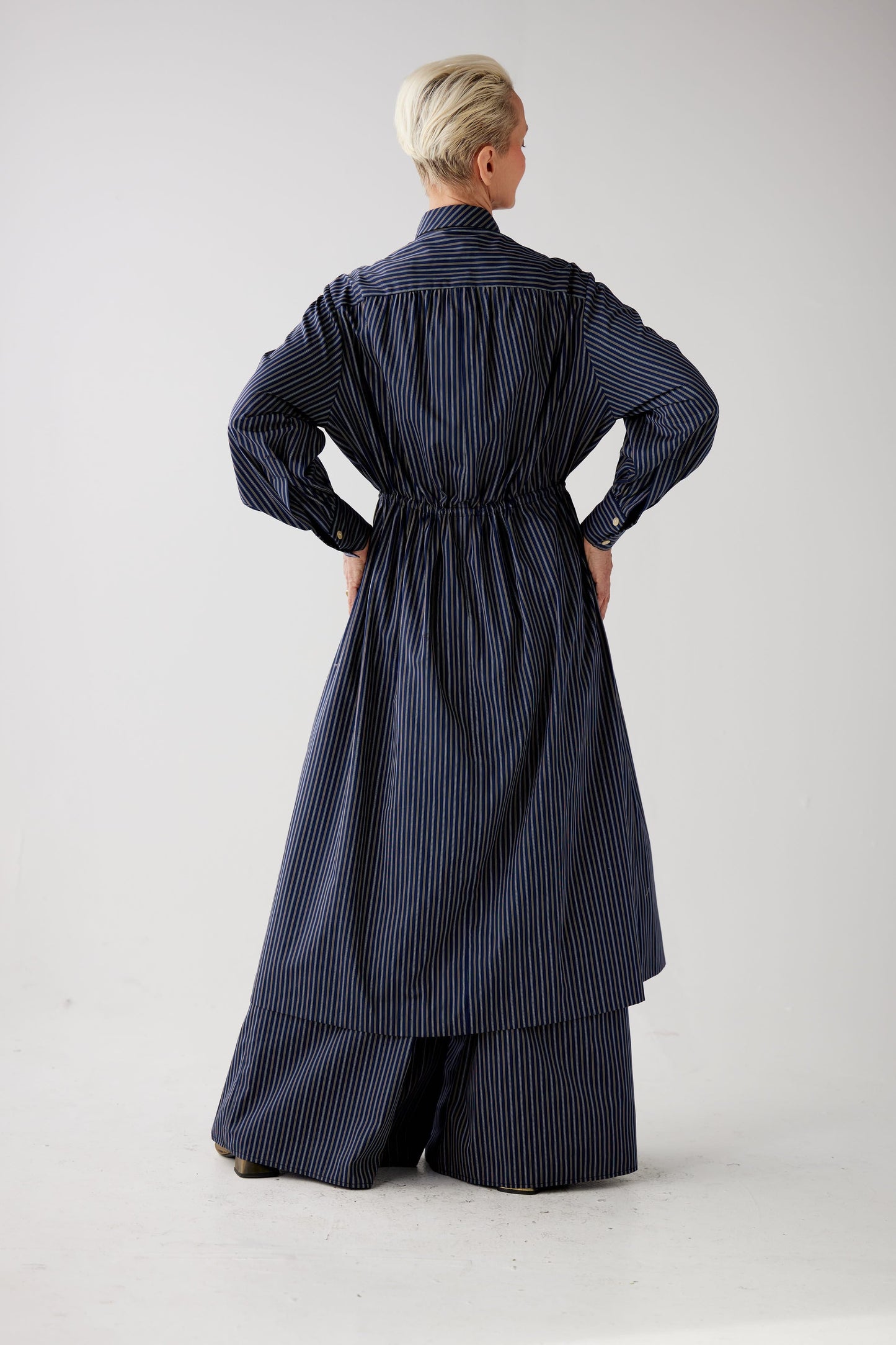 Georgia Dress in Navy Striped Cotton Dresses CHRISTINE ALCALAY