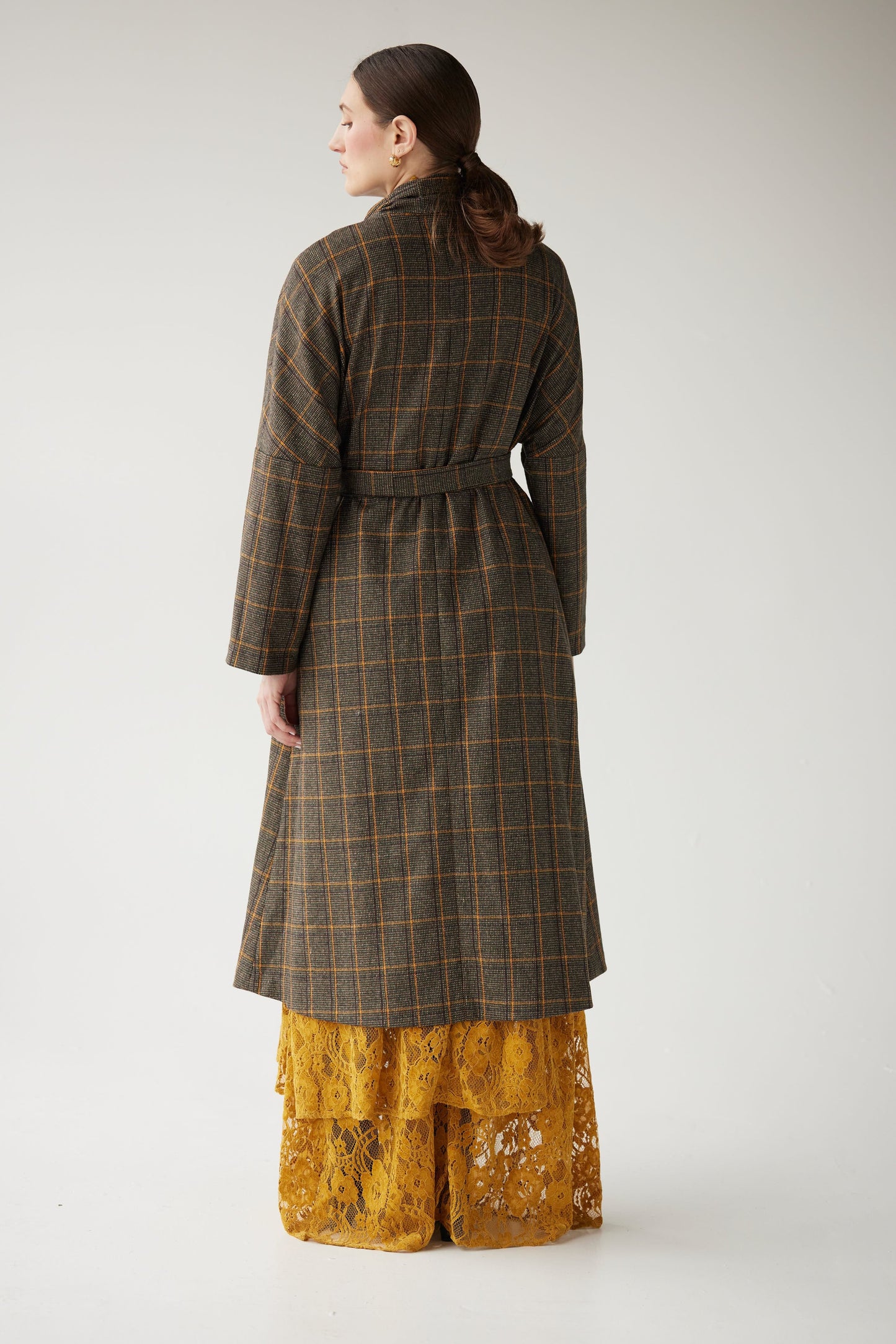 Ida Robe Overcoat in Toffee Plaid Wool Coats CHRISTINE ALCALAY
