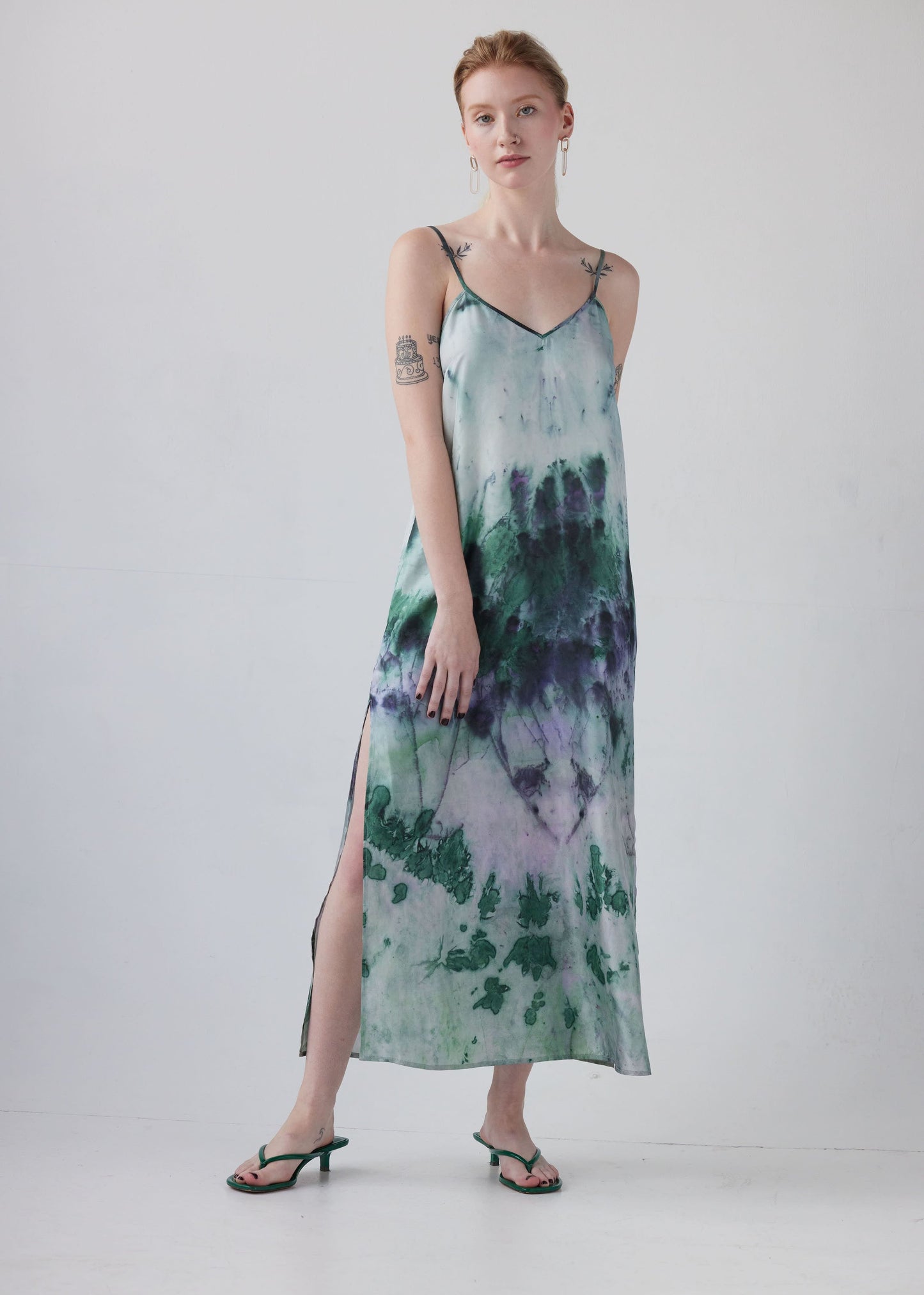 Kate Slip Dress in Silk Dresses CHRISTINE ALCALAY Water Extra Small