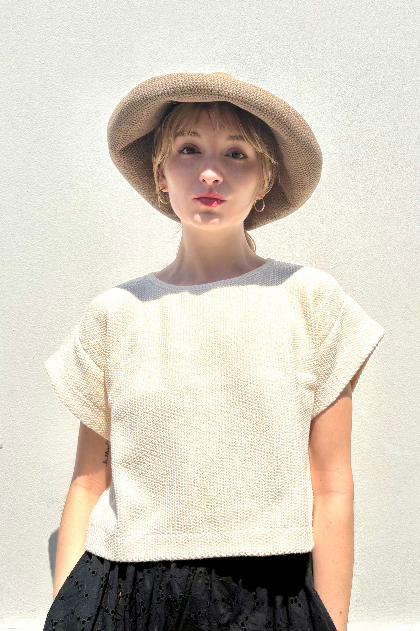 Wide Brim Crochet Sun Hat Hats CHRISTINE ALCALAY Bark One size