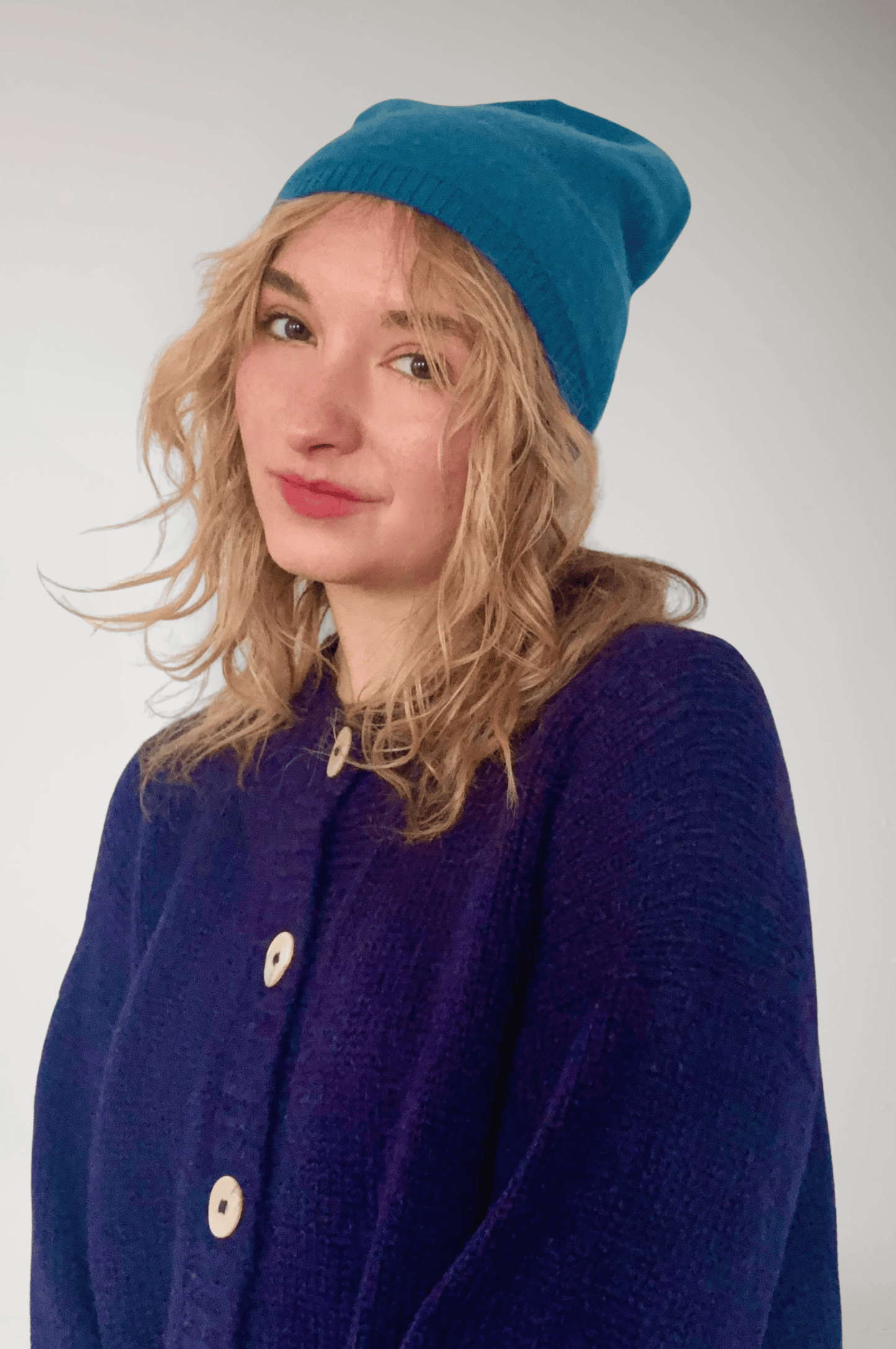 Cashmere Beanie - Teal Hats CHRISTINE ALCALAY