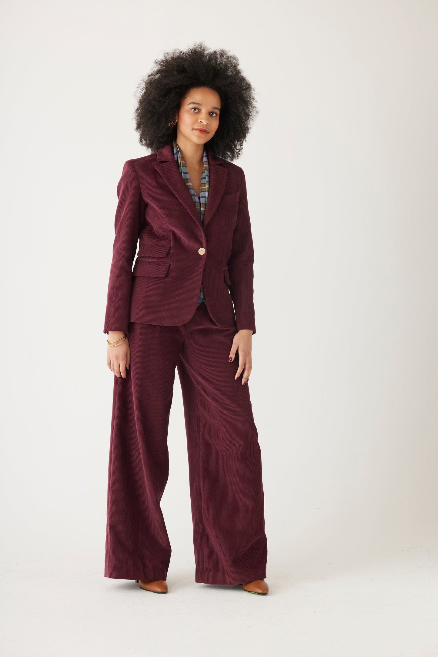 Tilda Blazer in Fine Wine Wale Corduroy Jackets CHRISTINE ALCALAY