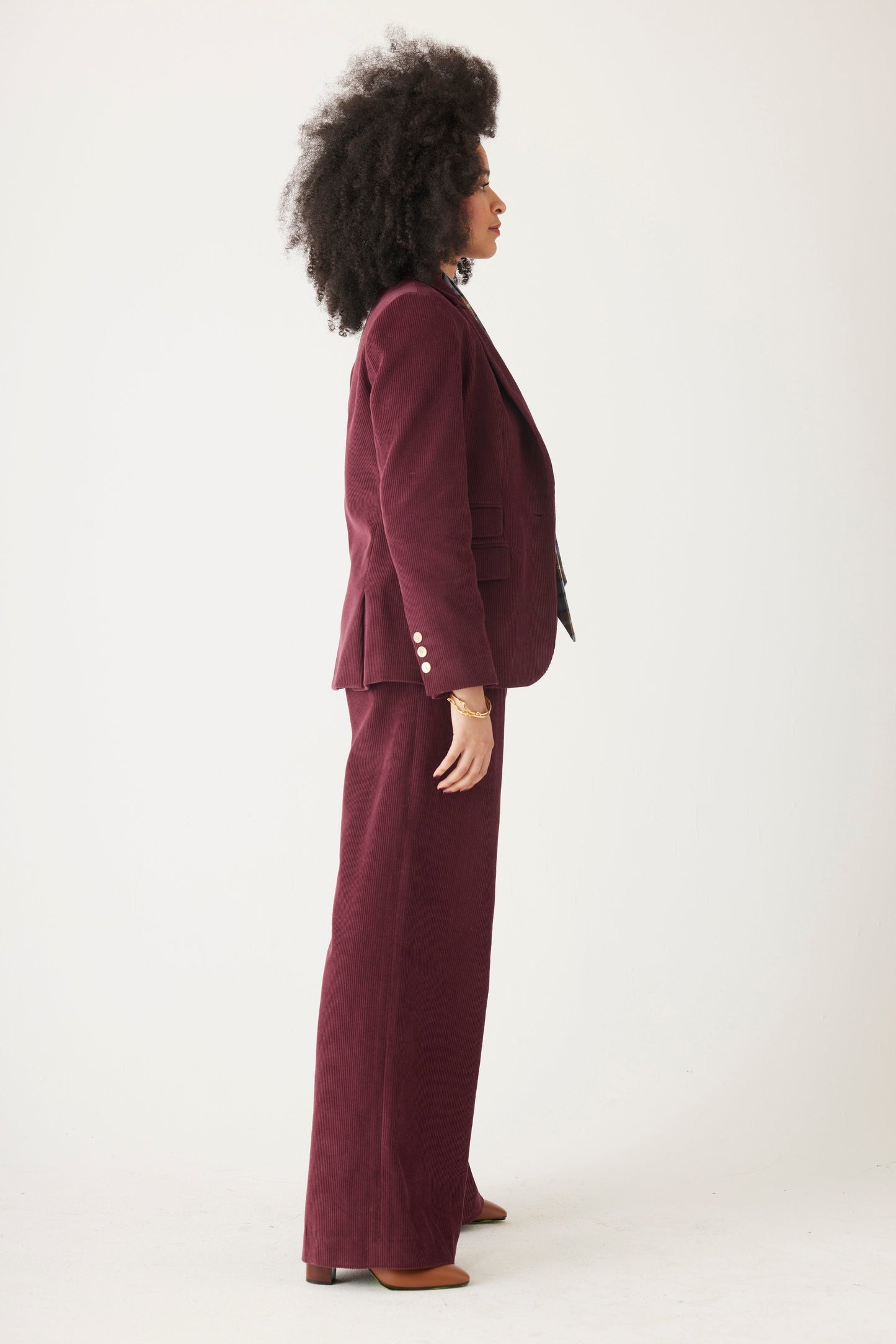 Tilda Blazer in Fine Wine Wale Corduroy Jackets CHRISTINE ALCALAY