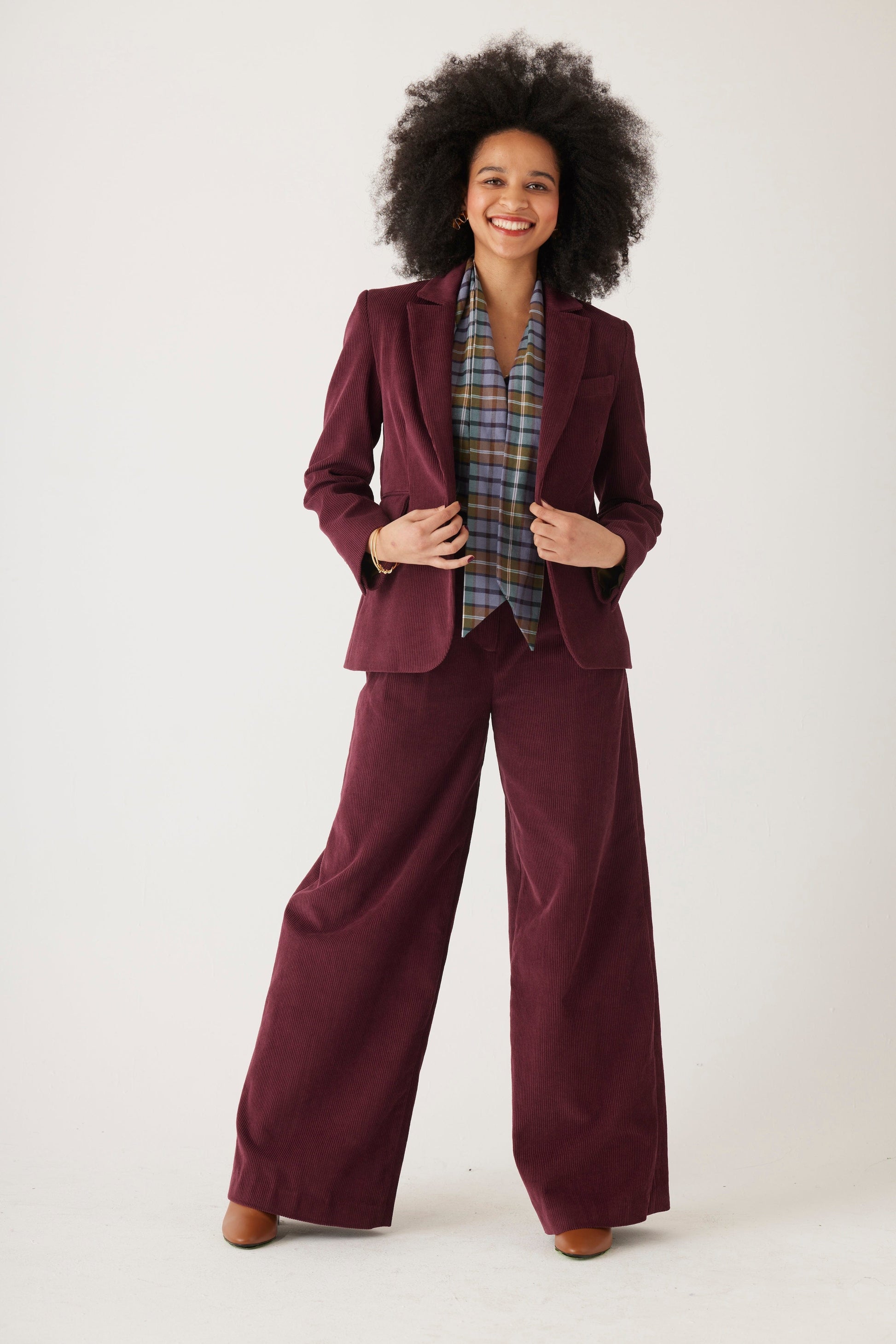 Tilda Blazer in Fine Wine Wale Corduroy Jackets CHRISTINE ALCALAY