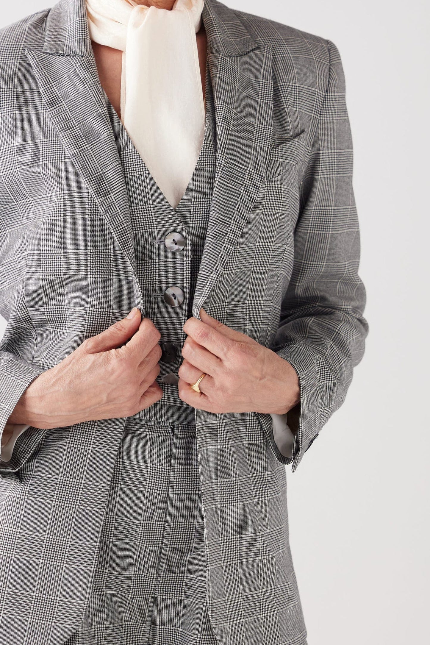 Bianca Blazer in Black Plaid Tropical Wool Jackets CHRISTINE ALCALAY