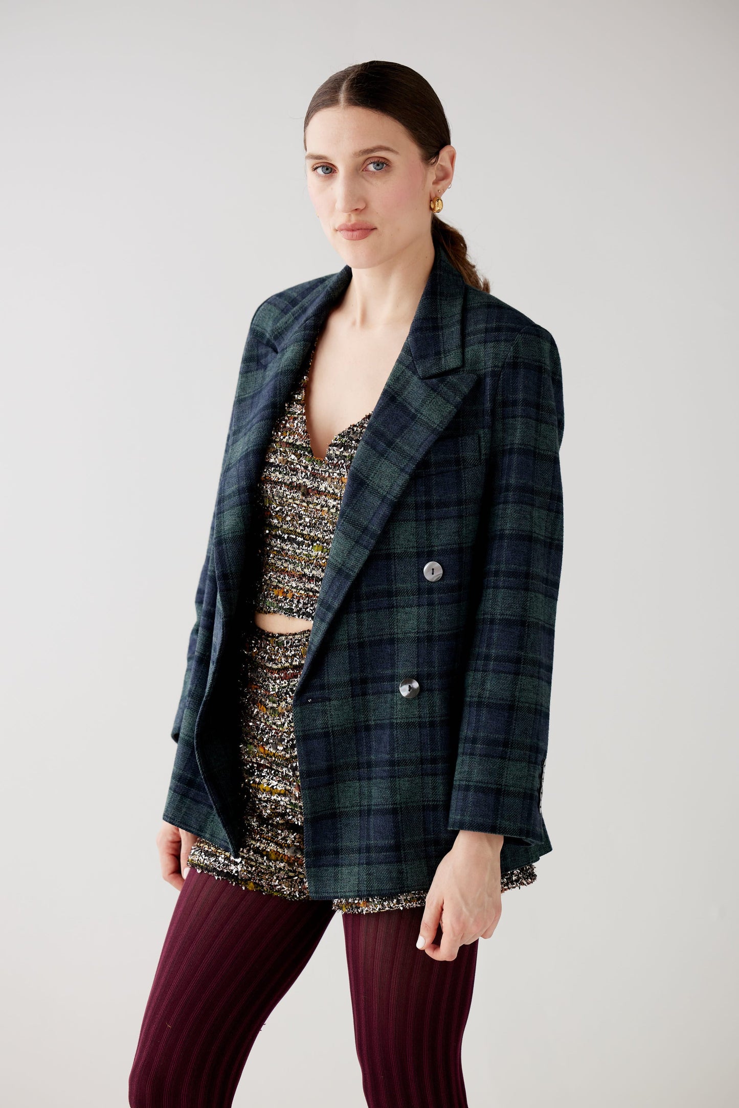 Charlie Jacket in Cotton Plaid Suiting Jackets CHRISTINE ALCALAY