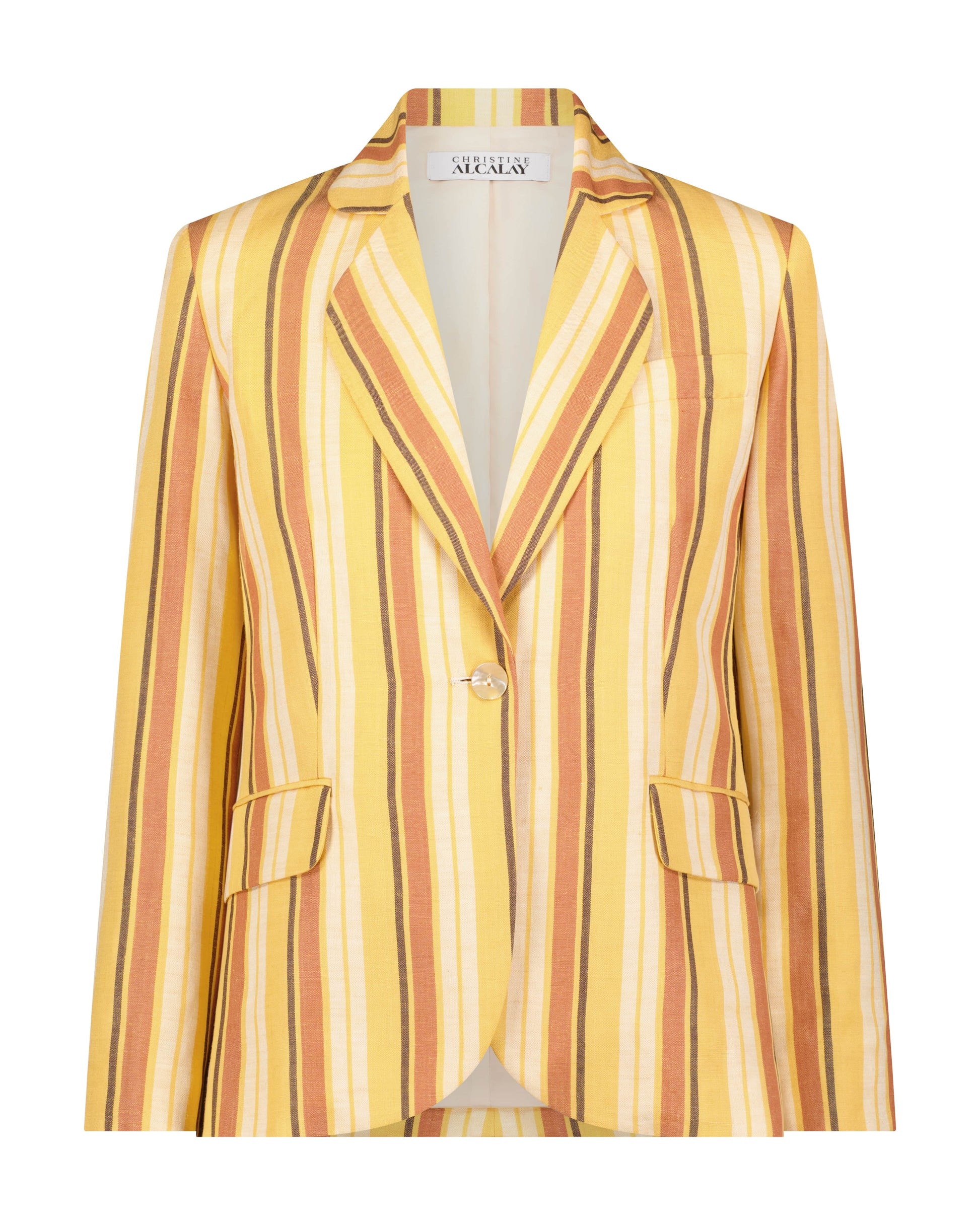 Gatsby Jacket in Linen Stripe Jackets CHRISTINE ALCALAY   