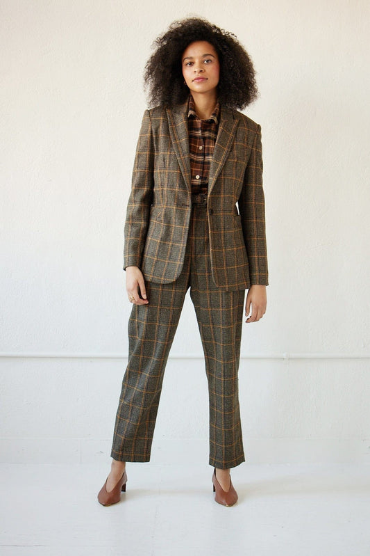 Bianca Jacket in Wool Plaids Jackets CHRISTINE ALCALAY Toffee Plaid 0
