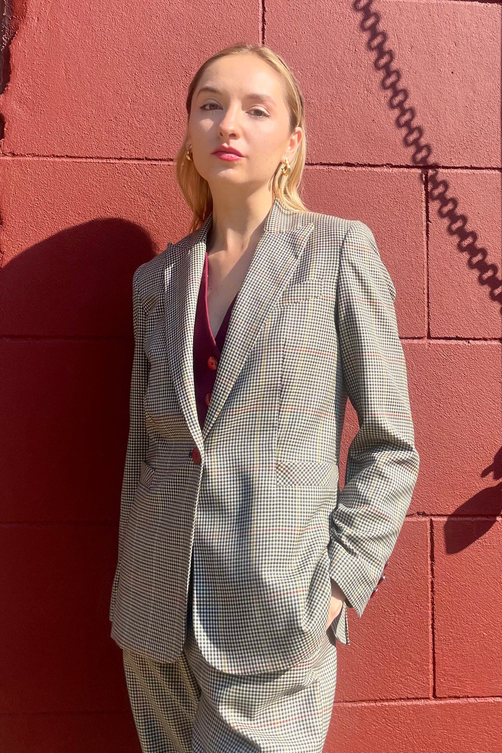 Bianca Blazer in Tropical Wool Plaid Jackets & Outerwear CHRISTINE ALCALAY Tropical Plaid 0