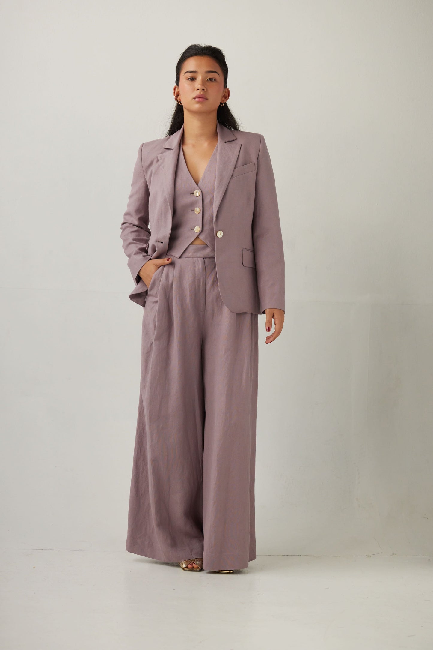Tilda Jacket in Linen Blend Jackets CHRISTINE ALCALAY Wisteria 0