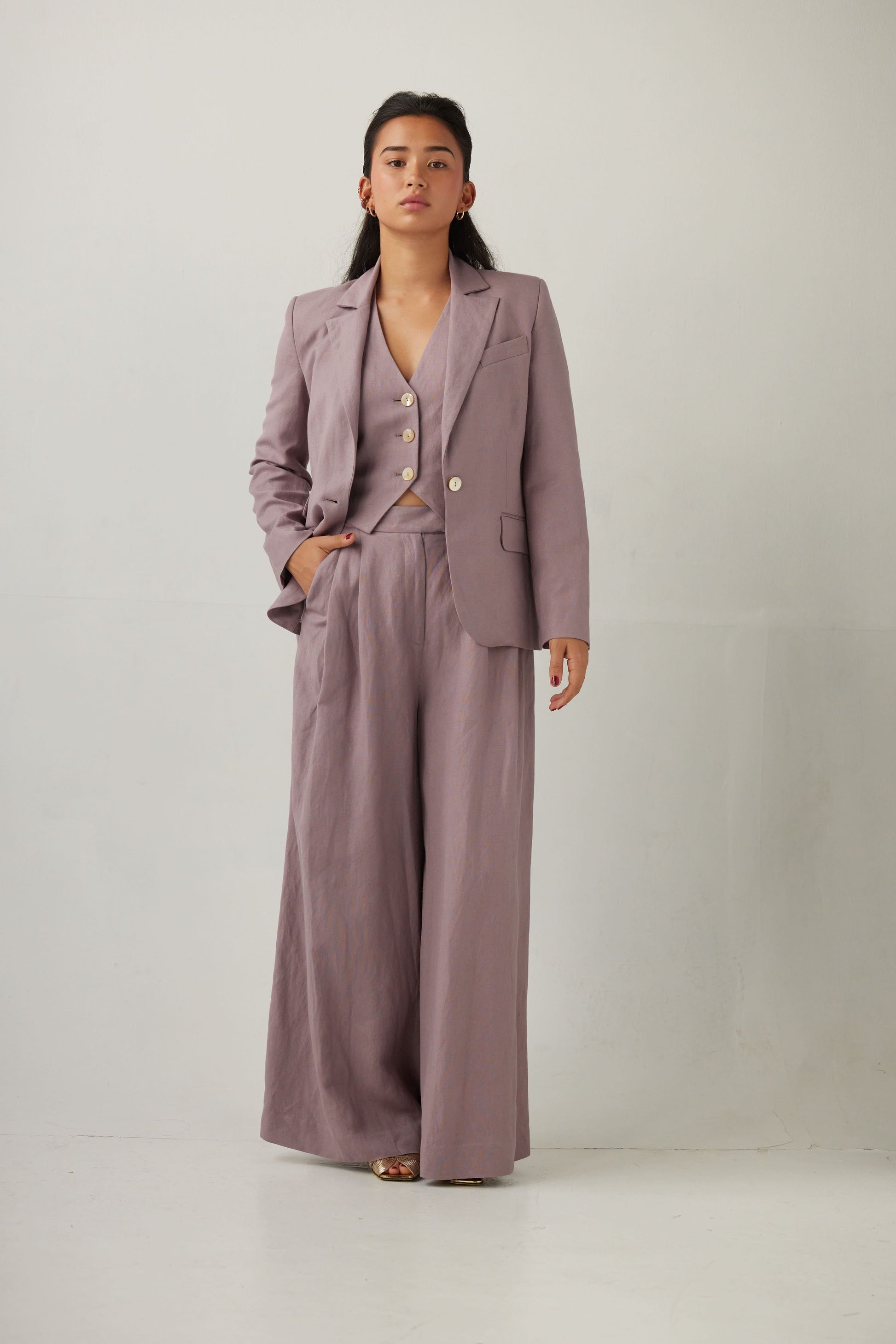 Tilda Jacket in Linen Blend Jackets CHRISTINE ALCALAY Wisteria 0