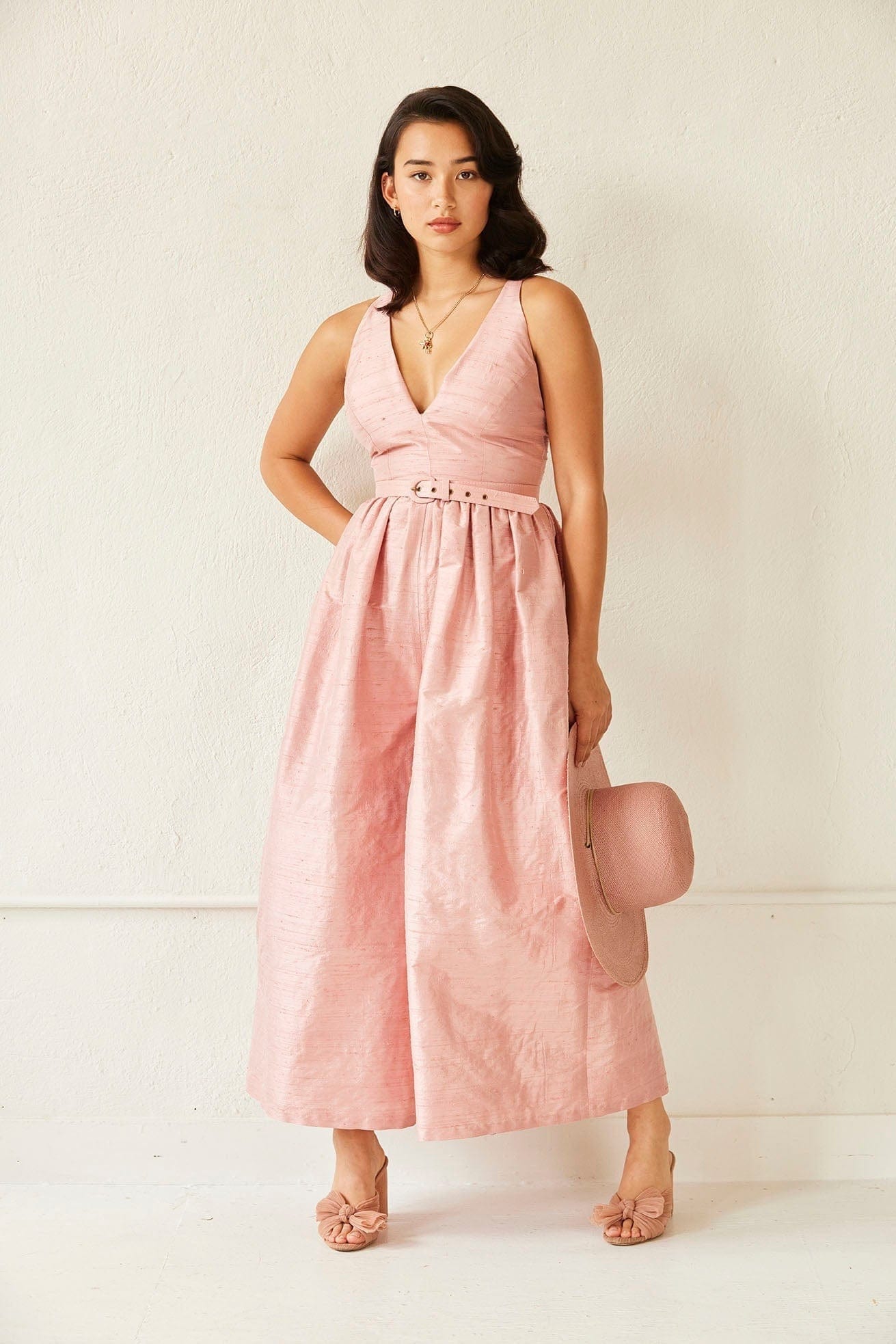Quynh Jumpsuit in Silk Dupioni Jumpsuits CHRISTINE ALCALAY Vintage Rose Dupioni 0