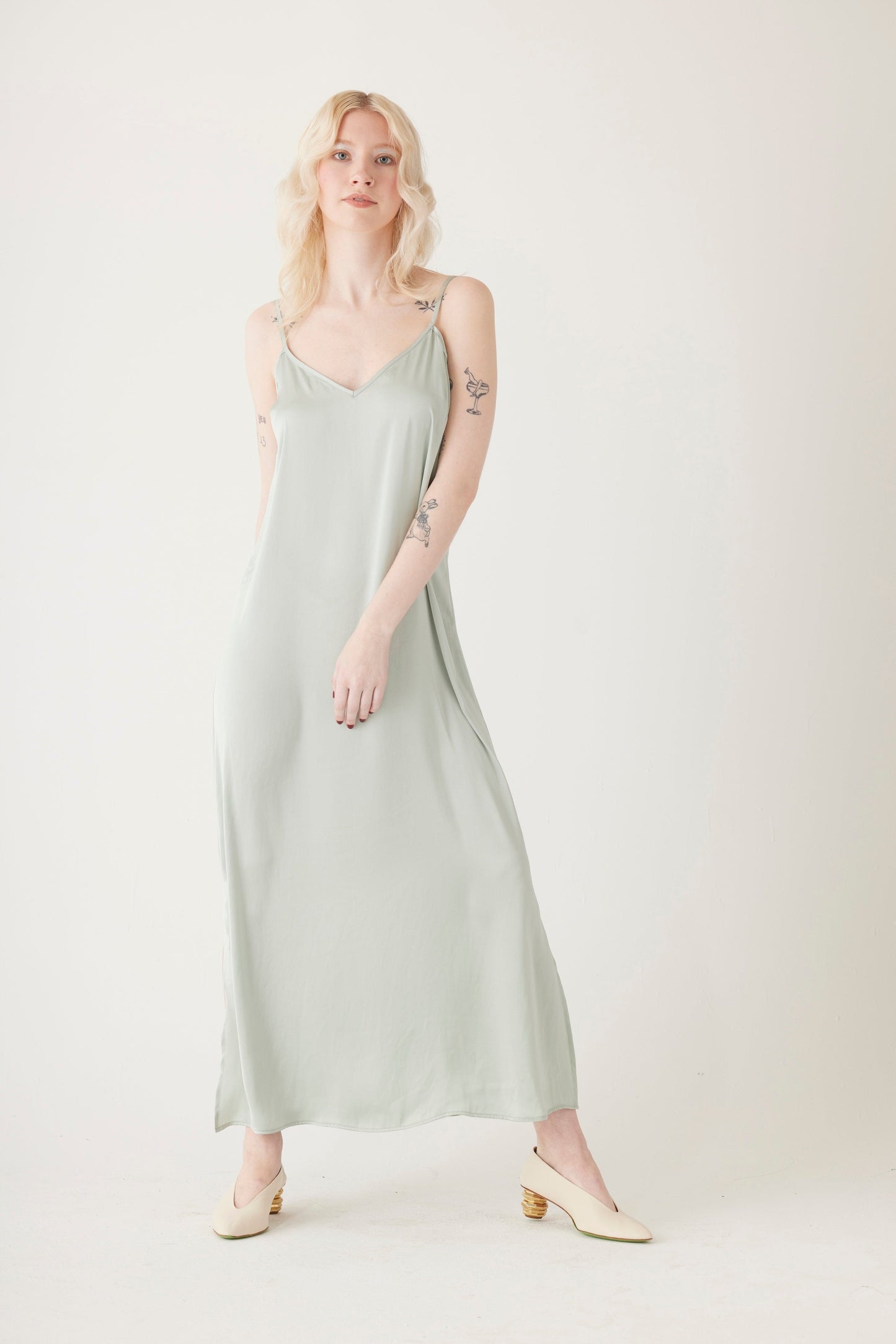 Kate Slip Dress in Japanese Charmeuse Dresses CHRISTINE ALCALAY Mint Extra Small