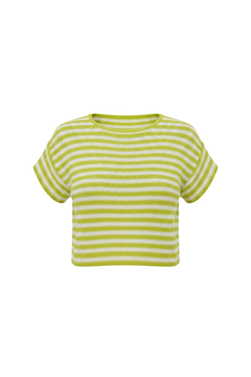 Kerry Tee in Lemongrass Stripe Pima Cotton Tops CHRISTINE ALCALAY - 7